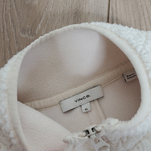 VINCE TEDDY PULLOVER HALF ZIP COZY IVORY SHERPA SIZE XL - Picture 7 of 10